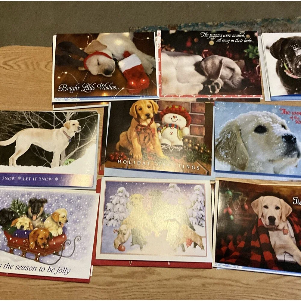 Mixed Brands NEW  Un-Used Christmas Cards DOGS With Envelopes! Lot Of 43 Vintage